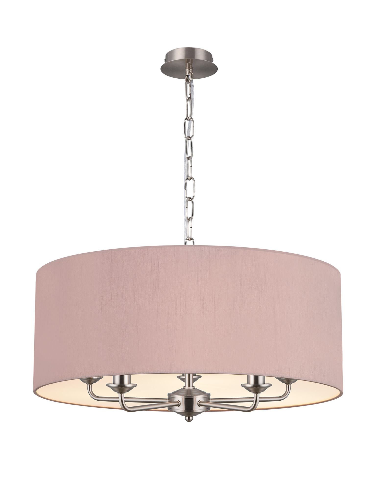 DK0674  Banyan 60cm 5 Light Pendant Satin Nickel, Taupe/Halo Gold